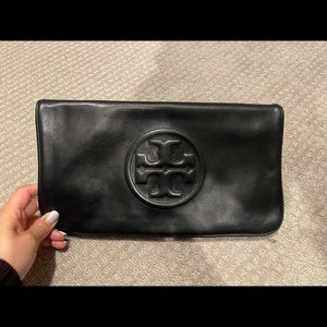 Black leather Tory Burch clutch!